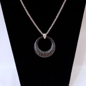 BRIGHTON~lava lounge~PENDANT NECKLACE~BLACK/SILVER